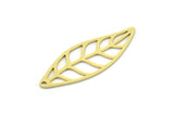 Brass Leaf Charm, 8 Raw Brass Leaf Charms With 1 Hole, Charm Pendants, Findings (33x12x0.60mm) SMP0770