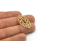 Brass Marquise Charm, 6 Raw Brass Oval Shaped Charms With 2 Holes, Findings (34x18x0.60mm) SMP0772