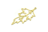 Brass Leaf Charm, 6 Raw Brass Leaf Charms With 1 Loop, Charm Pendants (39x22x0.60mm) SMP0773