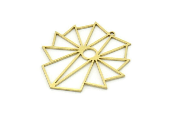 Brass Irregular Charm, 2 Raw Brass Irregular Shaped Charms With 1 Loop, Findings (38x37x0.80mm) SMP0774