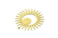 Brass Sun Charm, 4 Raw Brass Sun Charms With 1 Loop, Findings (33x31x0.60mm) SMP0775