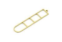 Brass Geometric Charm, 6 Raw Brass D Shape Charm With 1 Loop, Findings (44x9x0.80mm) SMP0776 A6047