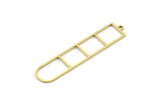 Brass Geometric Charm, 6 Raw Brass D Shape Charm With 1 Loop, Findings (44x9x0.80mm) SMP0776 A6047