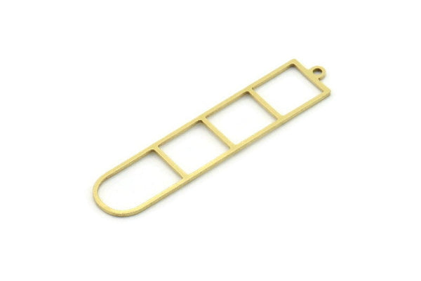 Brass Geometric Charm, 6 Raw Brass D Shape Charm With 1 Loop, Findings (44x9x0.80mm) SMP0776 A6047