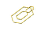 Pirinç Altıgen Charm, 1 Döngülü 4 Ham Pirinç Altıgen Şekilli Charm, Küpe Parçaları, Geometrik Charmlar (35x18x0,80 mm) SMP0778