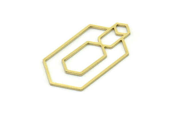 Brass Hexagon Charm, 4 Raw Brass Hexagon Shaped Charms With 1 Loop, Earring Findings, Geometric Charms (35x18x0.80mm) SMP0778