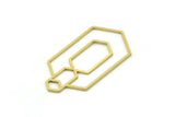 Pirinç Altıgen Charm, 1 Döngülü 4 Ham Pirinç Altıgen Şekilli Charm, Küpe Parçaları, Geometrik Charmlar (35x18x0,80 mm) SMP0778