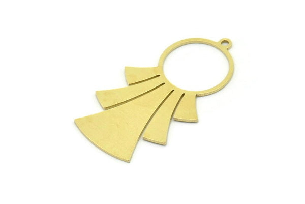 Brass Charm, Brass Pendant, Charm Pendant, 6 Raw Brass Charm With 1 Loop, Findings (34x18x0.60mm) SMP0779