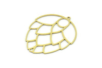 Brass Cone Charm, 2 Raw Brass Cone Shaped Charms With 1 Loop, Findings (37x31x0.60mm) SMP0780