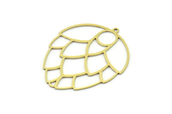 Brass Cone Charm, 2 Raw Brass Cone Shaped Charms With 1 Loop, Findings (37x31x0.60mm) SMP0780