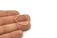 Brass Shield Charm, 4 Raw Brass Shield Charms With 1 Loop, Geometric Findings (29x23x0.80mm) SMP0781