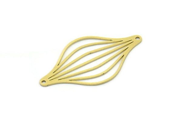 Brass Round Charm, 4 Raw Brass Irregular Shaped Round Charms With 2 Holes, Connectors (38x28x0.60mm) SMP0782
