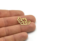 Brass Flower Charm, 8 Raw Brass Flower Shaped Charms With 1 Loop, Charm Pendants (19x24x0.60mm) SMP0784
