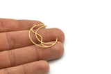 Brass Moon Charm, 6 Raw Brass Crescent Moon Charms With 1 Loop, Findings (31.5x12x0.60mm) SMP0785