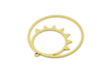 Brass Round Charm, 4 Raw Brass Sun Charms With 1 Loop, Charm Pendants (30x28x0.80mm) SMP0786