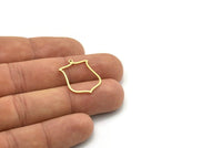 Brass Shield Charm, 6 Raw Brass Shield Charms With 1 Loop, Geometric Findings (24x18x0.80mm) SMP0787