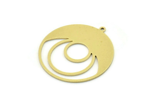Brass Round Charm, 4 Raw Brass Round Charm With 1 Loop, Charm Pendants (30x28x0.80mm) SMP0792