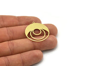 Brass Round Charm, 4 Raw Brass Round Charm With 1 Loop, Charm Pendants (30x28x0.80mm) SMP0792