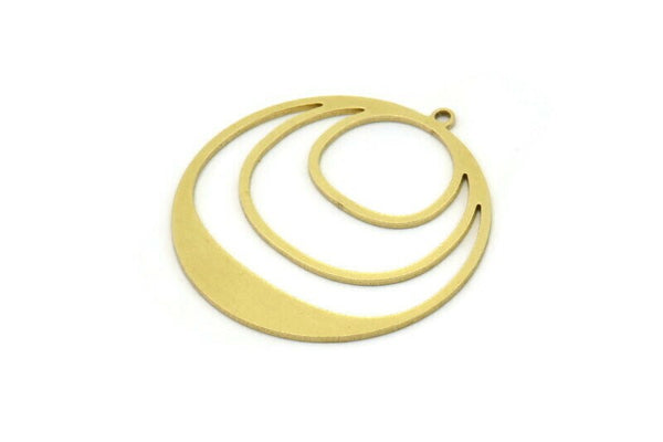 Brass Round Charm, 2 Raw Brass Round Charm With 1 Loop, Charm Pendants (34x32x0.80mm) SMP0793