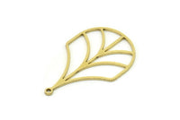 Brass Leaf Charm, 6 Raw Brass Leaf Charms With 1 Loop, Charm Pendants (32x21x0.80mm) SMP0794