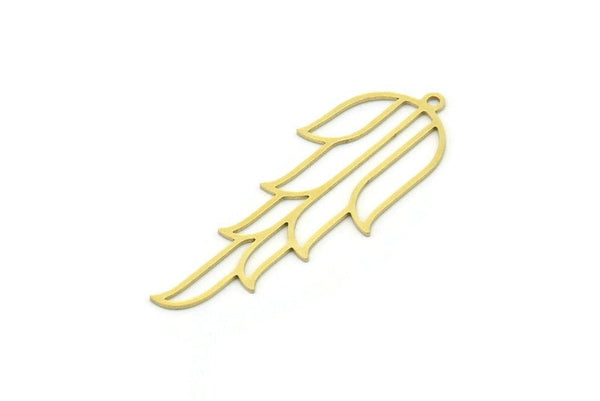 Brass Leaf Charm, 6 Raw Brass Leaf Charms With 1 Loop, Charm Pendants (46x18x0.60mm) SMP0795