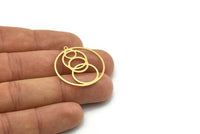 Brass Round Charm, 4 Raw Brass Round Charm With 1 Loop, Charm Pendants (30x28x0.80mm) SMP0797