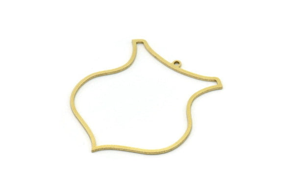Brass Shield Charm, 4 Raw Brass Shield Charms With 1 Loop, Geometric Findings (40x35x0.80mm) SMP0800