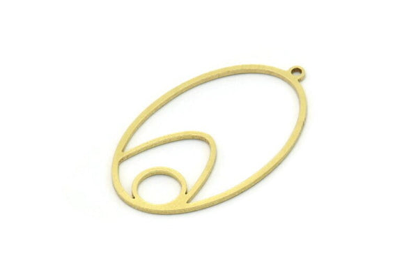 Brass Oval Charm, 4 Raw Brass Oval Charms With 1 Loop, Earring Charms (33x20x0.80mm) SMP0801