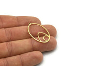 Brass Oval Charm, 4 Raw Brass Oval Charms With 1 Loop, Earring Charms (33x20x0.80mm) SMP0801