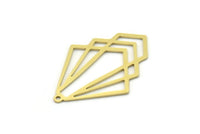 Brass Diamond Charm, 4 Raw Brass Diamond Shaped Charms With 1 Loop, Pendant Findings (33x23x0.60mm) SMP0802