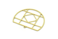 Brass D Shaped Charm, 2 Raw Brass D Shaped Charms With 1 Loop, Earrings, Findings (30x37x0.80mm) SMP0807