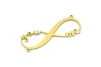 Brass Infinity Charm, 6 Raw Brass You And Me Written Charms With 2 Loops, Charm Pendants, Findings (38x15x0.60mm) SMP0808