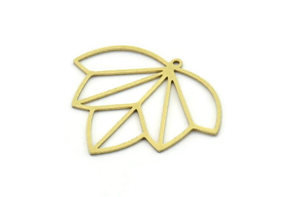 Brass Flower Charm, 4 Raw Brass Lotus Flower Charms With 1 Loop, Findings (30x35x0.80mm) SMP0811