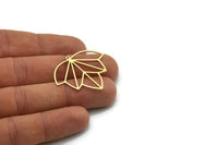 Brass Flower Charm, 4 Raw Brass Lotus Flower Charms With 1 Loop, Findings (30x35x0.80mm) SMP0811