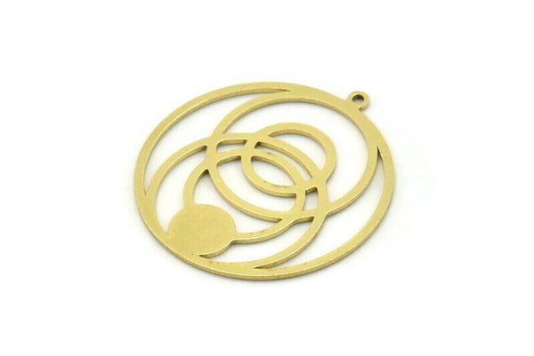 Brass Round Charm, 4 Raw Brass Round Charm With 1 Loop, Charm Pendants (30.5x28x0.80mm) SMP0814