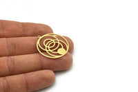 Brass Round Charm, 4 Raw Brass Round Charm With 1 Loop, Charm Pendants (30.5x28x0.80mm) SMP0814