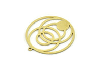 Brass Round Charm, 4 Raw Brass Round Charm With 1 Loop, Charm Pendants (30.5x28x0.80mm) SMP0814