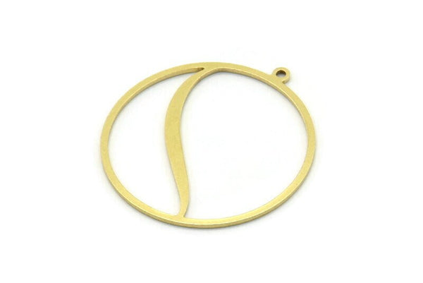 Brass Round Charm, 4 Raw Brass Round Charm With 1 Loop, Charm Pendants (30.5x28x0.80mm) SMP0815