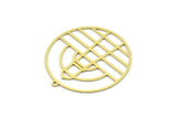 Brass Round Charm, 2 Raw Brass Lighthouse Charms With 1 Loop, Findings (34x32x0.60mm) SMP0817