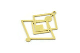 Brass Irregular Charm, 4 Raw Brass Irregular Shaped Charms With 1 Loop, Findings (34x30x0.80mm) SMP0819