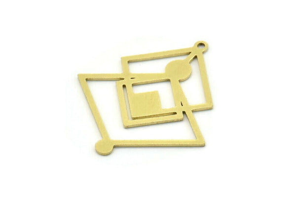 Brass Irregular Charm, 4 Raw Brass Irregular Shaped Charms With 1 Loop, Findings (34x30x0.80mm) SMP0819