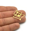 Brass Irregular Charm, 4 Raw Brass Irregular Shaped Charms With 1 Loop, Findings (34x30x0.80mm) SMP0819