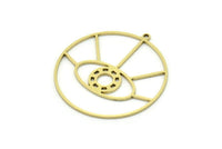 Brass Round Charm, 2 Raw Brass Round Charm With 1 Loop, Charm Pendants (34x32x0.80mm) SMP0820