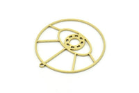 Brass Round Charm, 2 Raw Brass Round Charm With 1 Loop, Charm Pendants (34x32x0.80mm) SMP0820