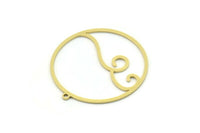 Brass Round Charm, 2 Raw Brass Round Charm With 1 Loop, Charm Pendants (34x32x0.80mm) SMP0821