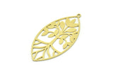 Brass Marquise Charm, 4 Raw Brass Tree Patterned Marquise Shaped Charms With 1 Loop, Charm Pendants (44x22x0.60mm) SMP0823