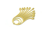 Brass Round Charm, 4 Raw Brass Round Charms With 1 Loop And 11 Holes, Fringed Charms, Findings (41x29x0.60mm) SMP0827
