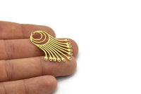 Brass Round Charm, 4 Raw Brass Round Charms With 1 Loop And 11 Holes, Fringed Charms, Findings (41x29x0.60mm) SMP0827