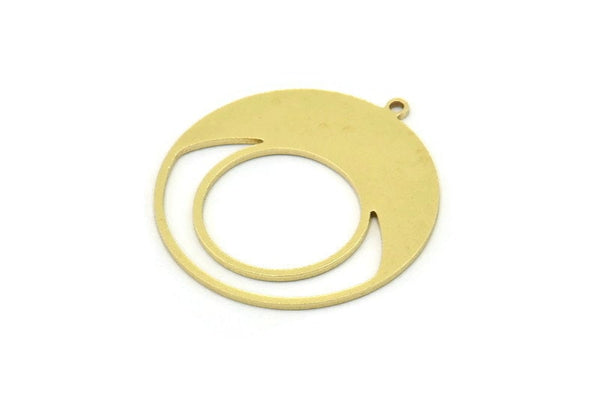 Brass Round Charm, 4 Raw Brass Round Charm With 1 Loop, Charm Pendants (30.5x28x0.80mm) SMP0830
