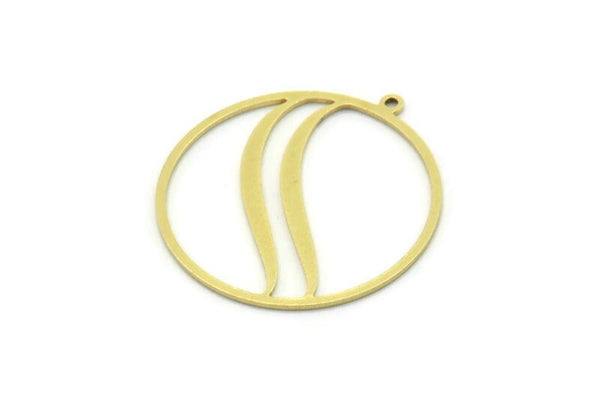 Brass Round Charm, 4 Raw Brass Round Charm With 1 Loop, Charm Pendants (30.5x28x0.80mm) SMP0831